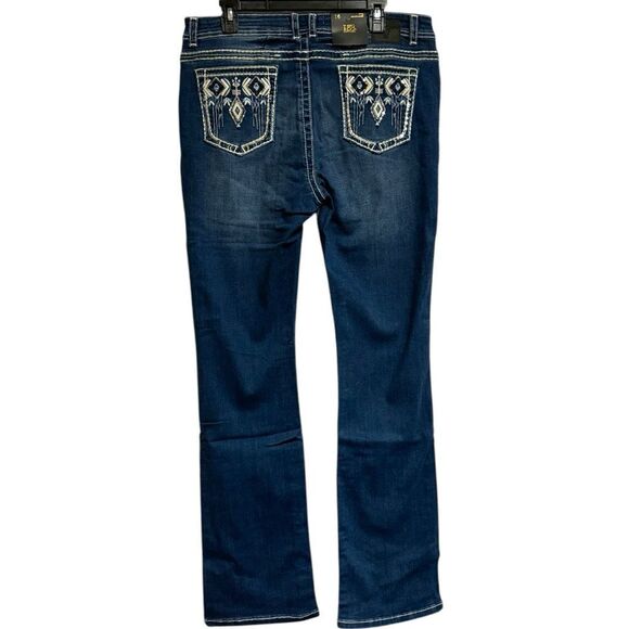 Lucky & Blessed Embroidered Dark Wash Mid Rise Bootcut Jeans NWT - Picture 7 of 12